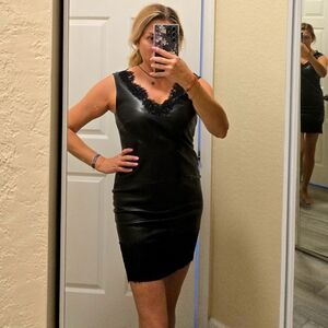 Ralph Lauren Lambskin leather with lace dress. Size 4 (runs bigger. Closer to 6)